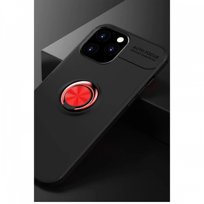 Apple iPhone 12 Pro Max Kılıf Range Yüzüklü Silikon - Siyah-Kırmızı