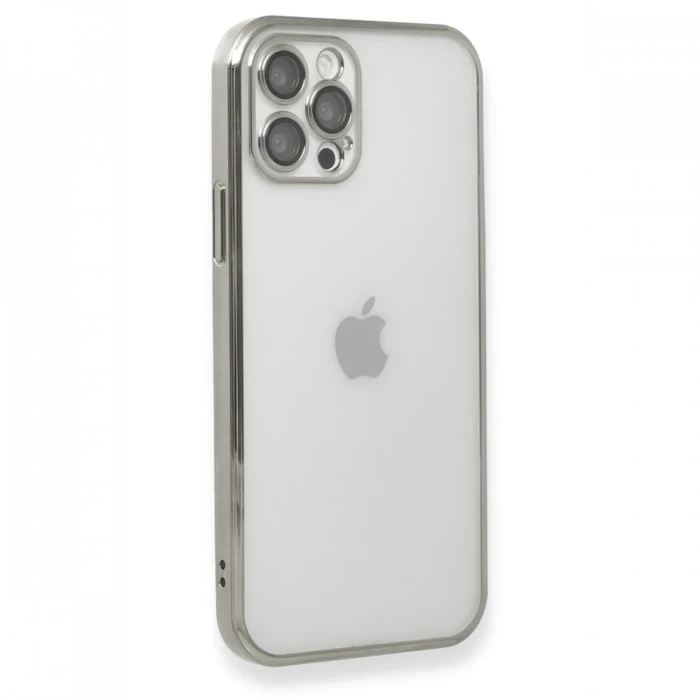 Apple iPhone 12 Pro Max Kılıf Razer Lensli Silikon - Gümüş