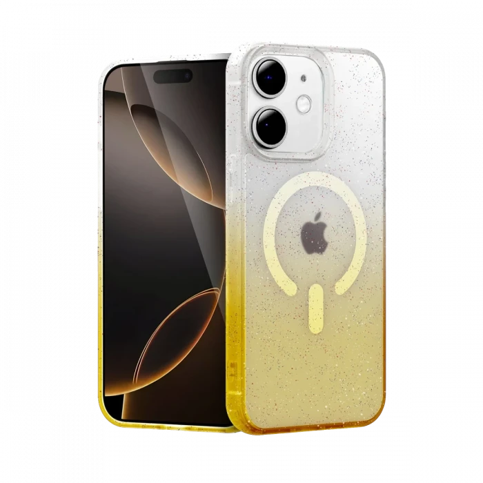 Apple iPhone 12 Pummel Shiny Magsafe Kapak - Gold