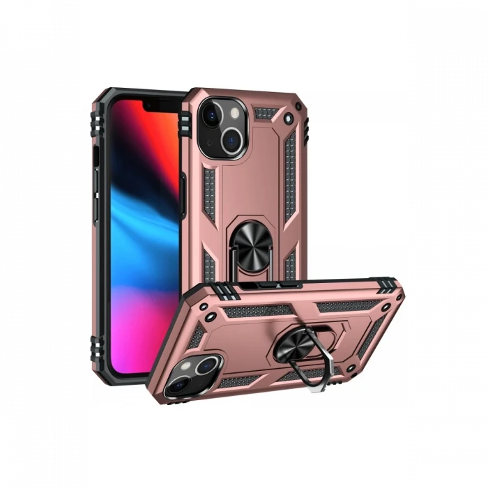 Apple iPhone 13 Kılıf Sofya Yüzüklü Silikon Kapak - Rose