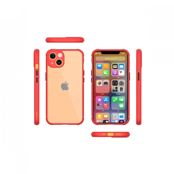 Apple iPhone 13 Mini Kılıf Miami Şeffaf Silikon - Kırmızı