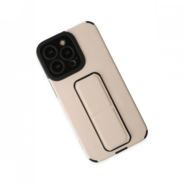 Apple iPhone 13 Pro Kılıf Mega Standlı Silikon - Gold