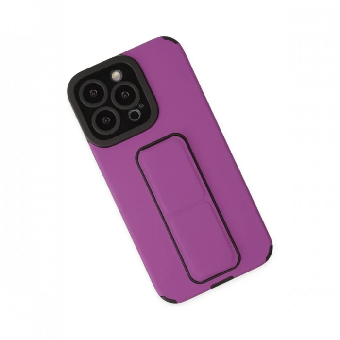 Apple iPhone 13 Pro Kılıf Mega Standlı Silikon - Mor