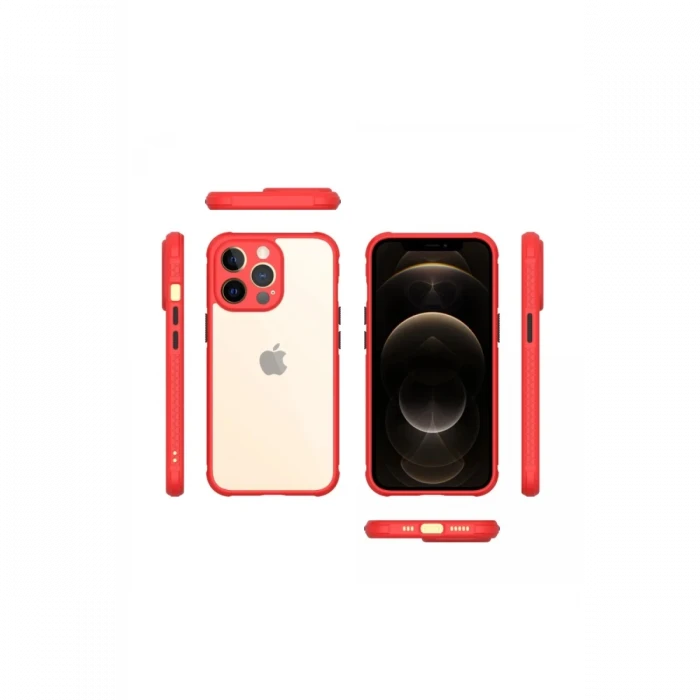 Apple iPhone 13 Pro Kılıf Miami Şeffaf Silikon - Kırmızı