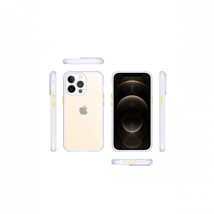 Apple iPhone 13 Pro Kılıf Miami Şeffaf Silikon - Lila