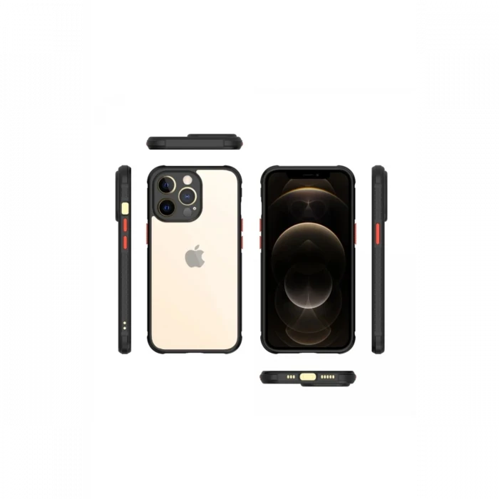 Apple iPhone 13 Pro Kılıf Miami Şeffaf Silikon - Siyah