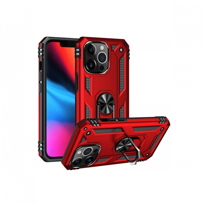 Apple iPhone 13 Pro Kılıf Sofya Yüzüklü Silikon Kapak - Kırmızı