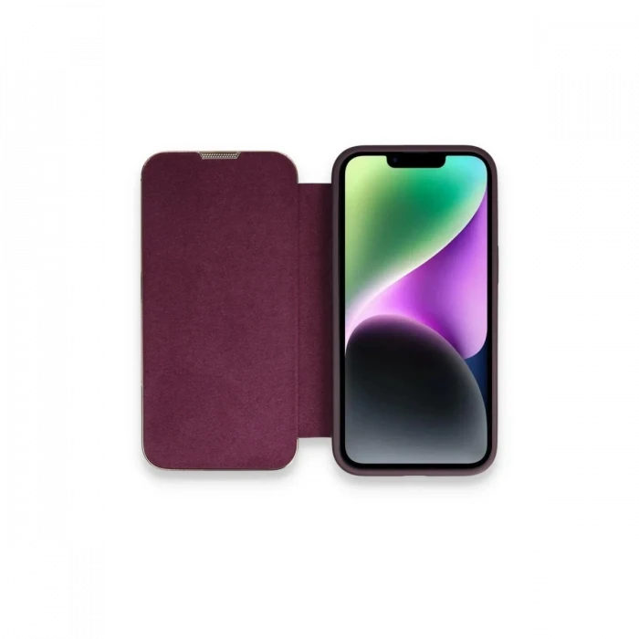 Apple iPhone 13 Pro Max Kılıf Dolpin Kapaklı - Derin Mor