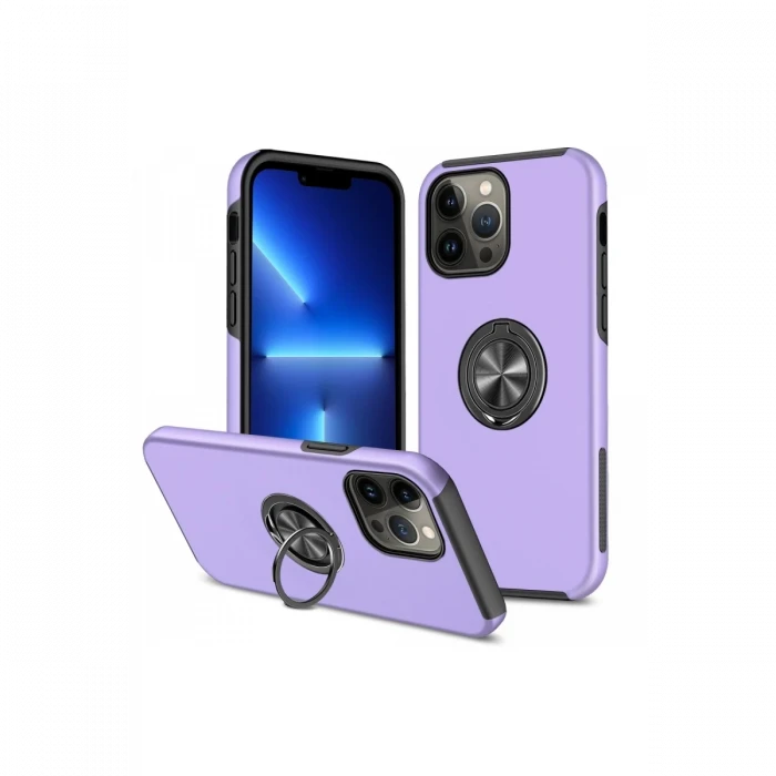 Apple iPhone 13 Pro Max Kılıf Elit Yüzüklü Kapak - Mor