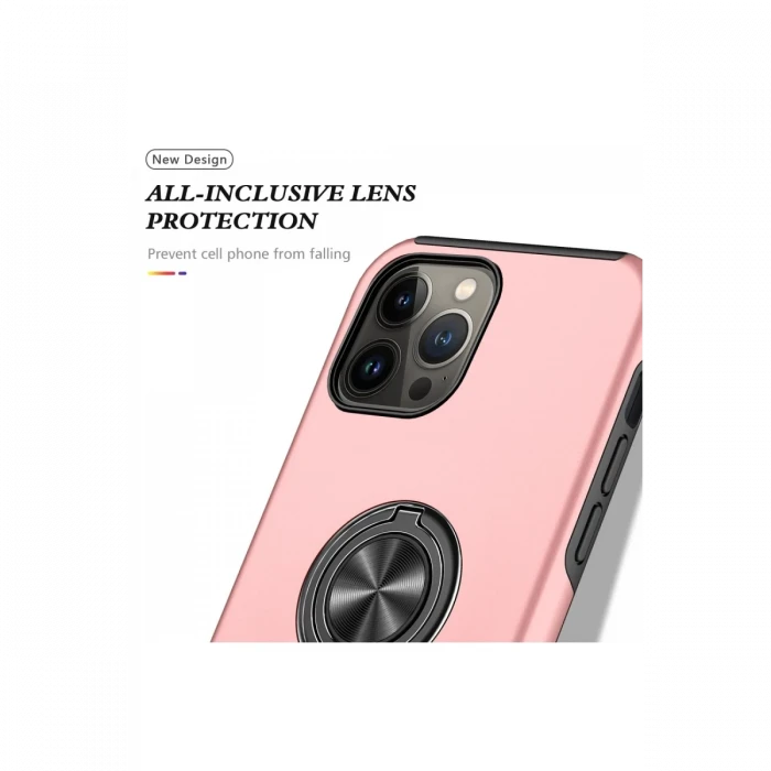 Apple iPhone 13 Pro Max Kılıf Elit Yüzüklü Kapak - Pembe