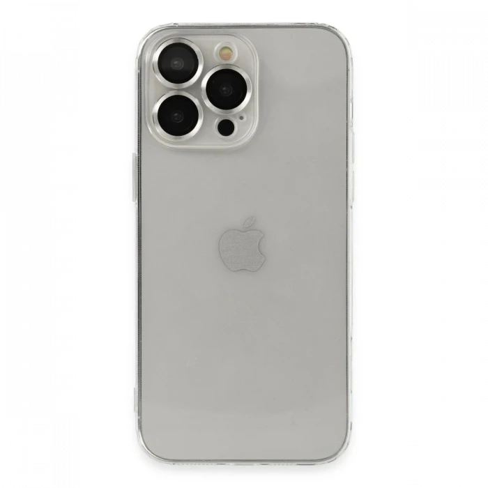 Apple iPhone 13 Pro Max Kılıf Luko Lens Silikon - Gümüş