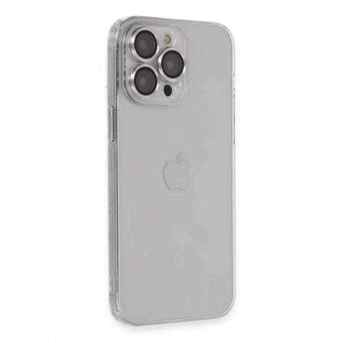 Apple iPhone 13 Pro Max Kılıf Luko Lens Silikon - Gümüş