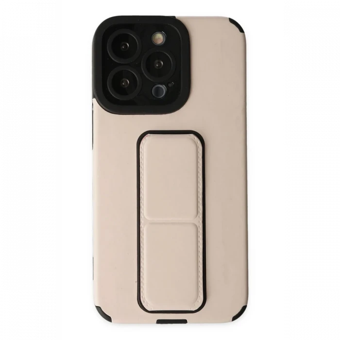 Apple iPhone 13 Pro Max Kılıf Mega Standlı Silikon - Gold