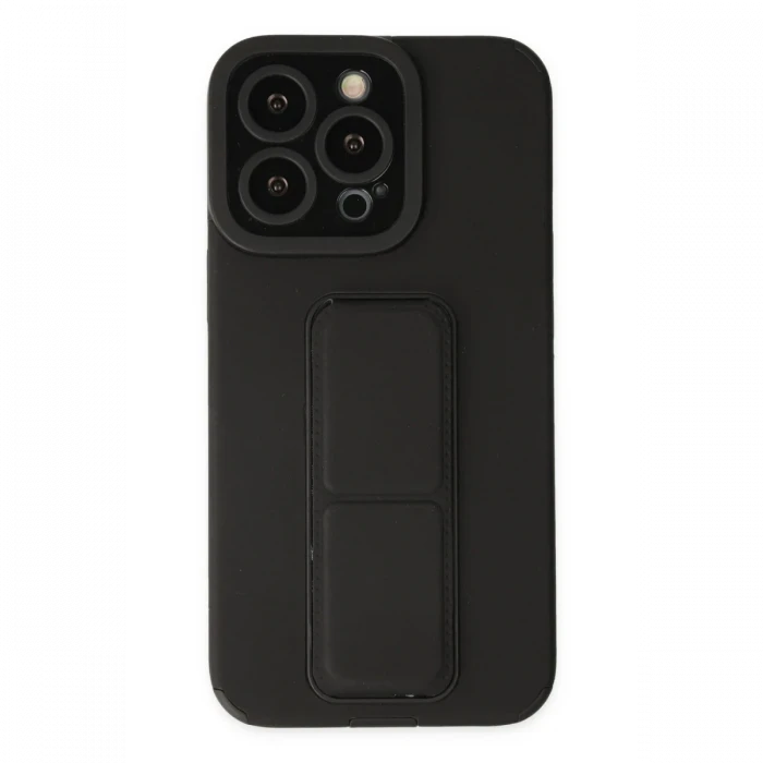 Apple iPhone 13 Pro Max Kılıf Mega Standlı Silikon - Siyah
