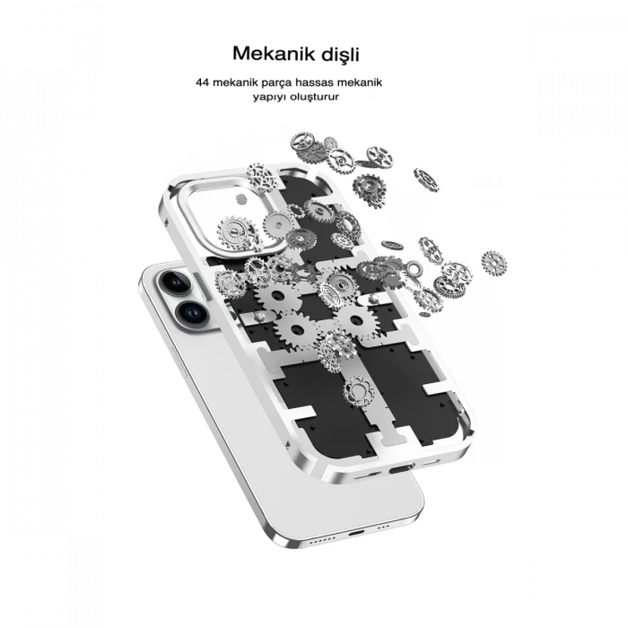 Apple iPhone 13 Pro Max Kılıf Mekanik Bumper Kapak - Mavi