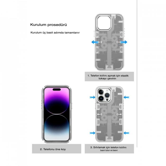 Apple iPhone 13 Pro Max Kılıf Mekanik Bumper Kapak - Mavi