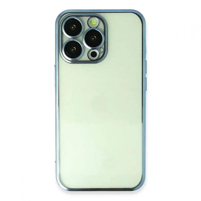 Apple iPhone 13 Pro Max Kılıf Razer Lensli Silikon - Açık Mavi