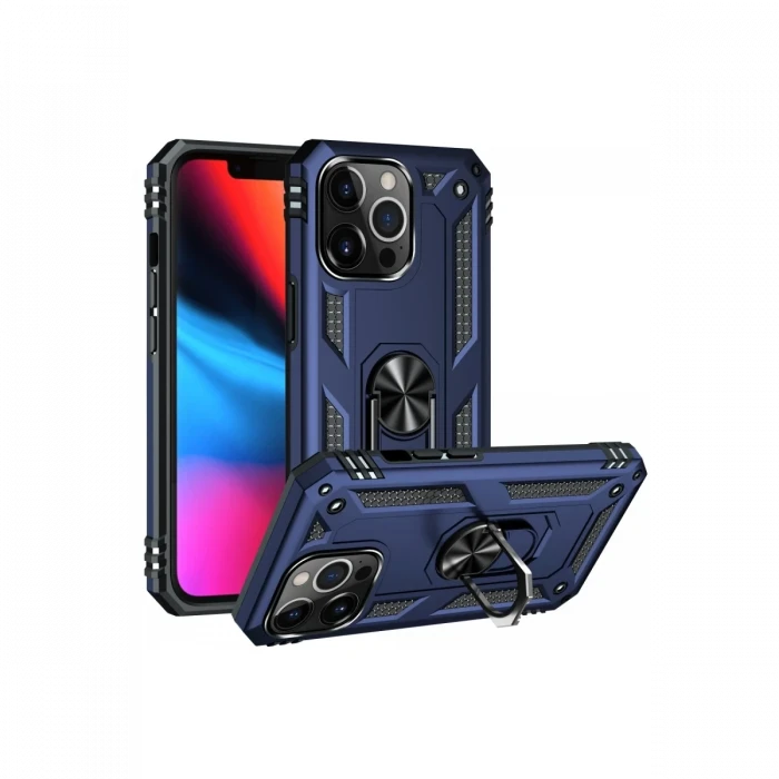 Apple iPhone 13 Pro Max Kılıf Sofya Yüzüklü Silikon Kapak - Lacivert