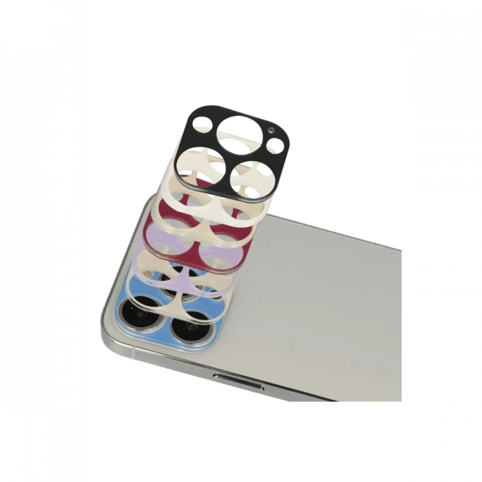 Apple iPhone 13 Pro Max Rainbow Kamera Lens Koruma Cam - Mor