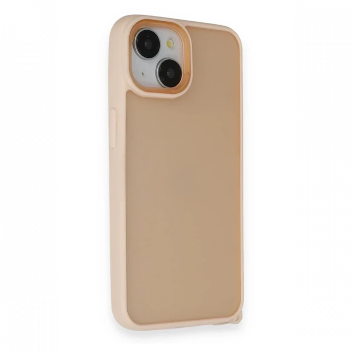 Apple iPhone 14 Kılıf Elegant Kapak - Pudra