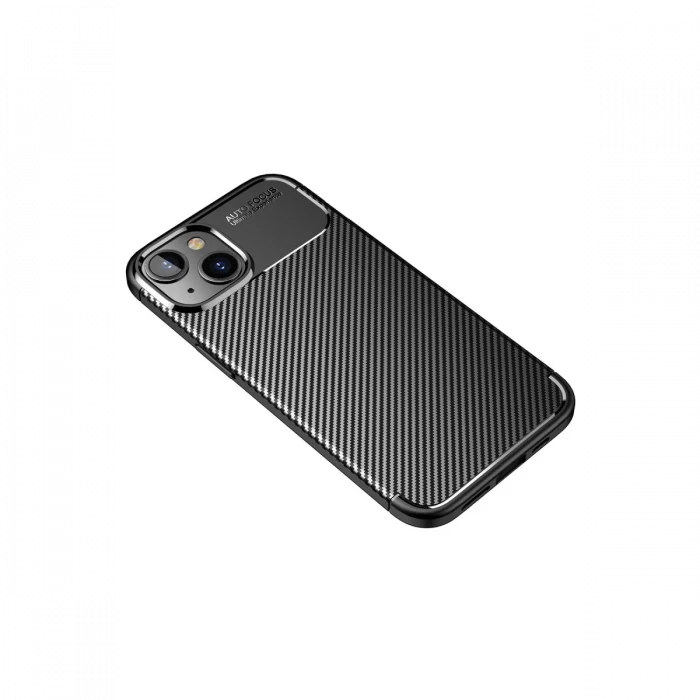 Apple iPhone 14 Plus Kılıf Auto Focus Karbon Kapak - Siyah