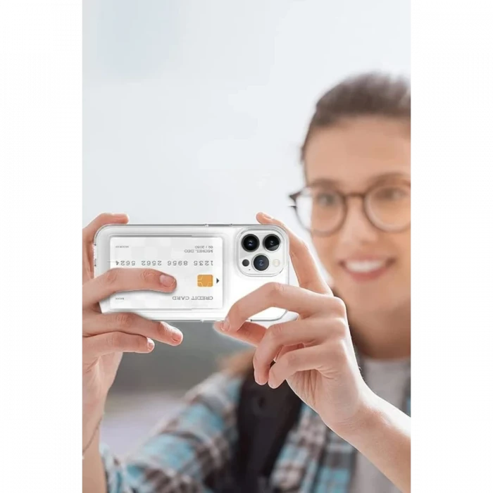 Apple iPhone 14 Plus Kılıf Kart Şeffaf Silikon - Şeffaf
