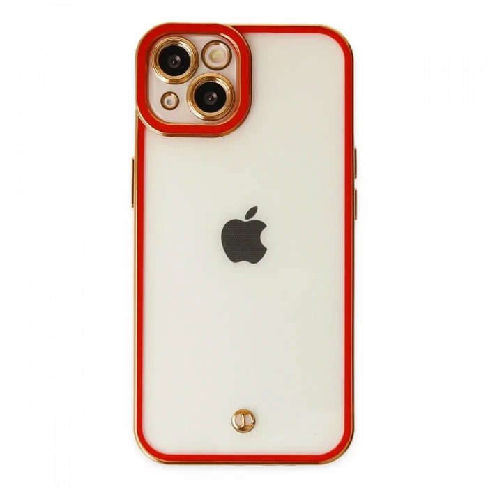 Apple iPhone 14 Plus Kılıf Liva Lens Silikon - Kırmızı