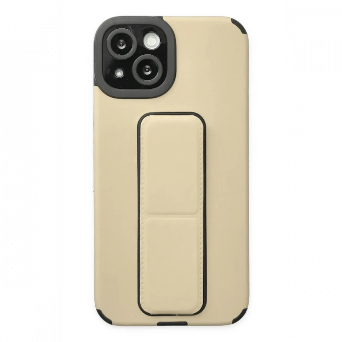 Apple iPhone 14 Plus Kılıf Mega Standlı Silikon - Gold