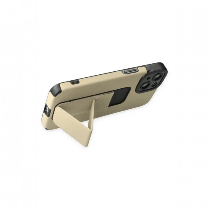 Apple iPhone 14 Plus Kılıf Mega Standlı Silikon - Gold