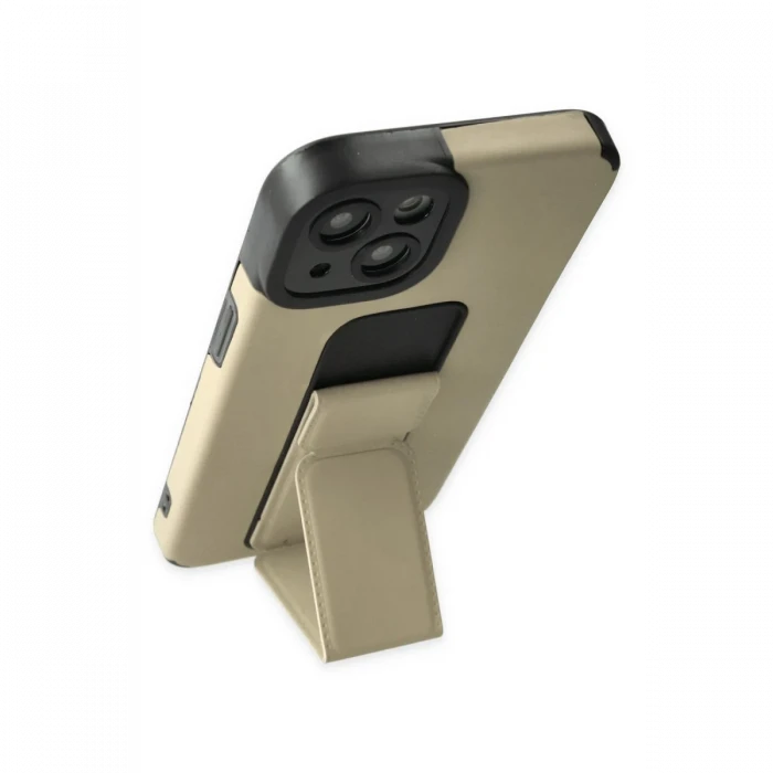 Apple iPhone 14 Plus Kılıf Mega Standlı Silikon - Gold