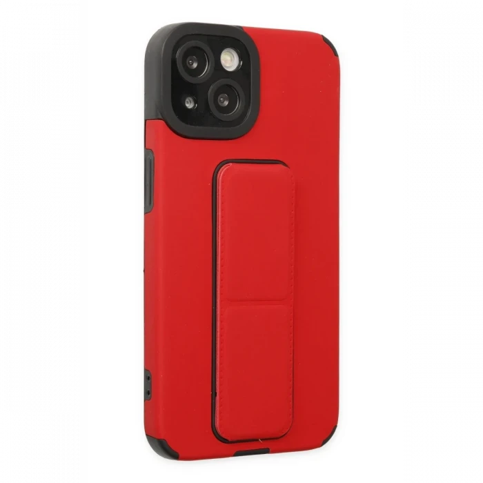 Apple iPhone 14 Plus Kılıf Mega Standlı Silikon - Kırmızı