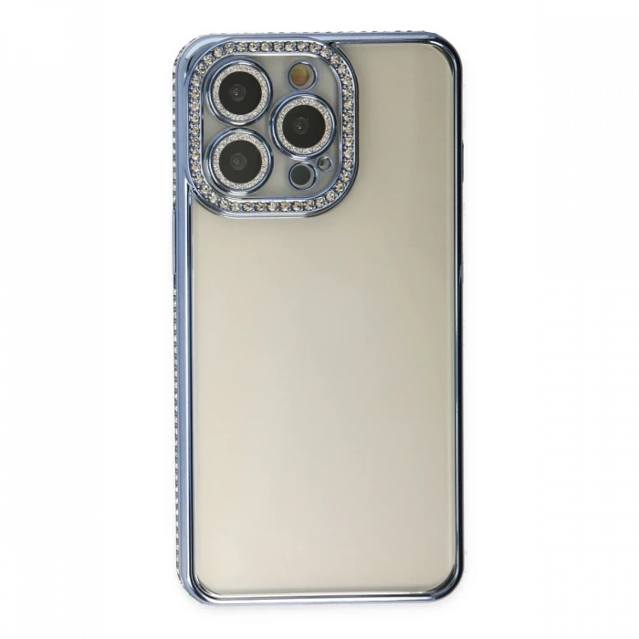 Apple iPhone 14 Pro Kılıf Joke Taşlı Silikon - Mavi