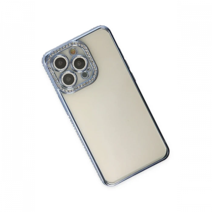 Apple iPhone 14 Pro Kılıf Joke Taşlı Silikon - Mavi