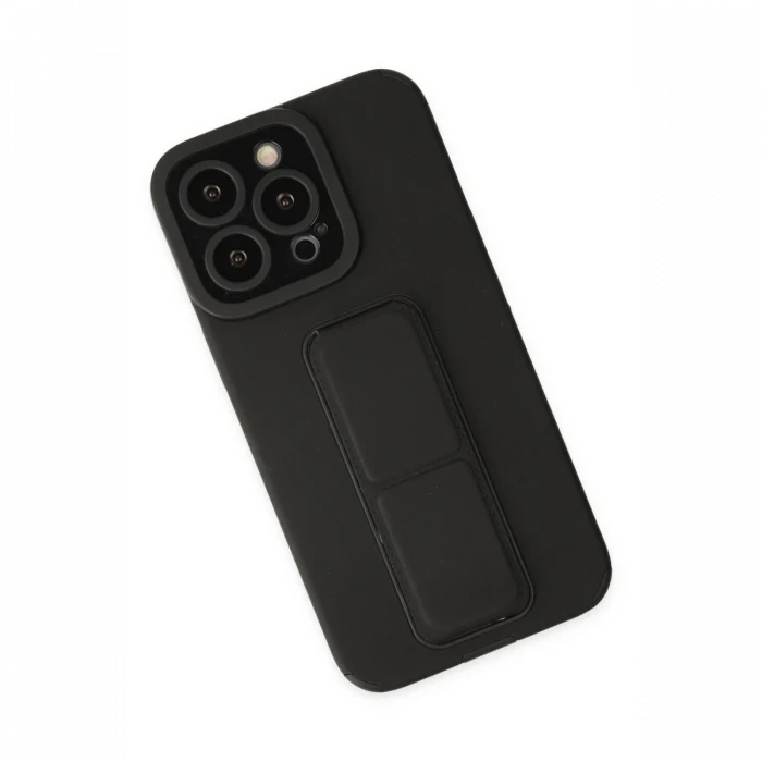 Apple iPhone 14 Pro Kılıf Mega Standlı Silikon - Siyah