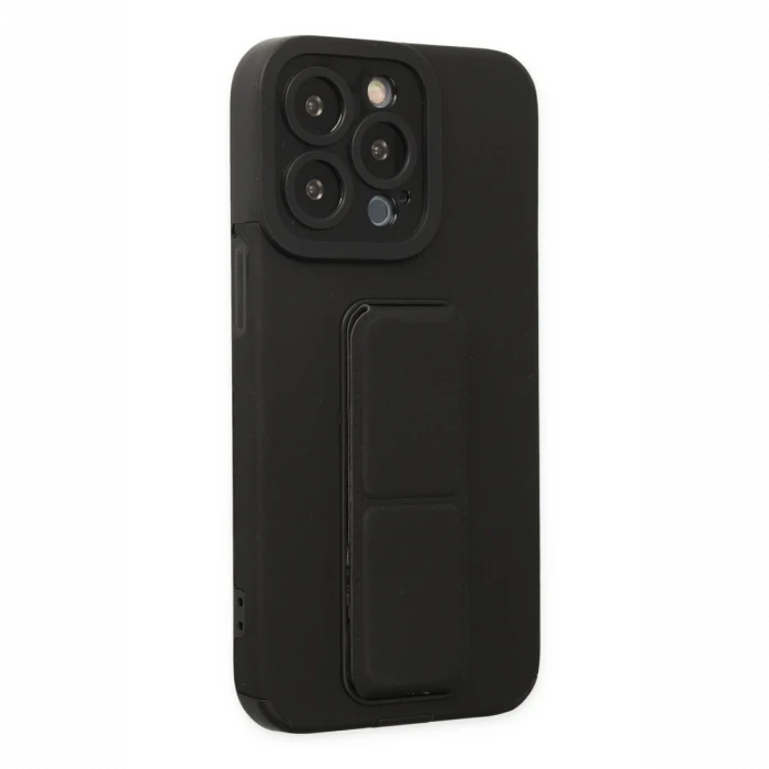 Apple iPhone 14 Pro Kılıf Mega Standlı Silikon - Siyah