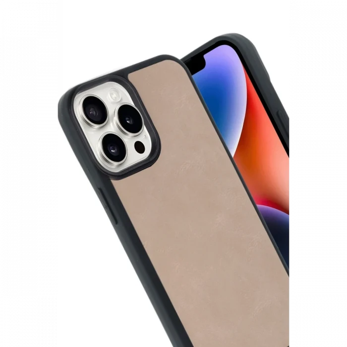 Apple iPhone 14 Pro Max Kılıf Aras Deri Kapak - Pudra