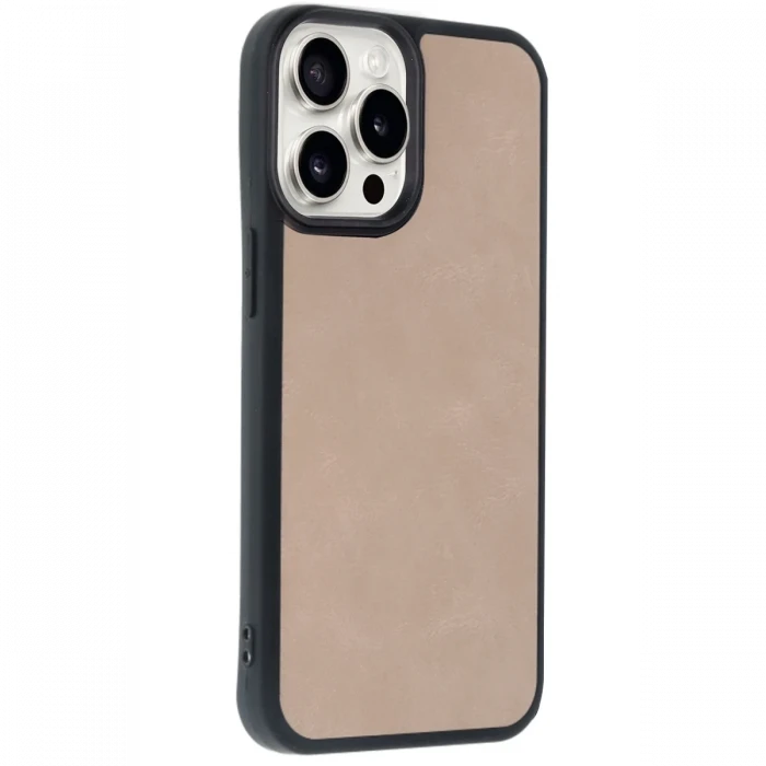 Apple iPhone 14 Pro Max Kılıf Aras Deri Kapak - Pudra