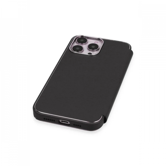 Apple iPhone 14 Pro Max Kılıf Dolpin Kapaklı - Siyah