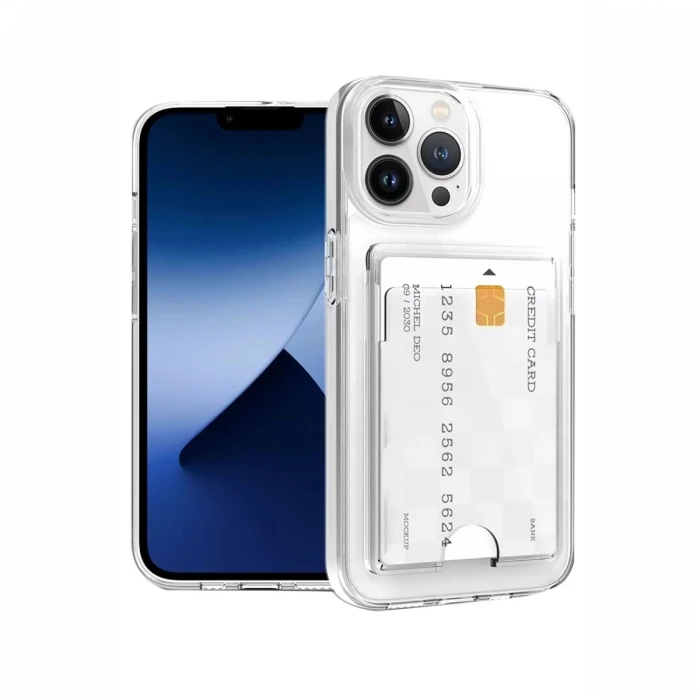 Apple iPhone 14 Pro Max Kılıf Kart Şeffaf Silikon - Şeffaf