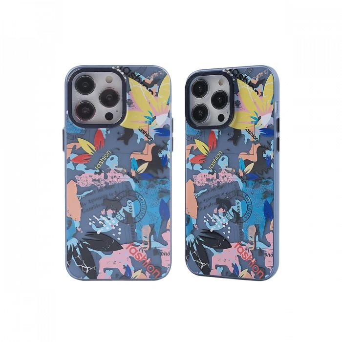 Apple iPhone 14 Pro Max Kılıf Prada Desenli Kapak - Prada Pembe - 1