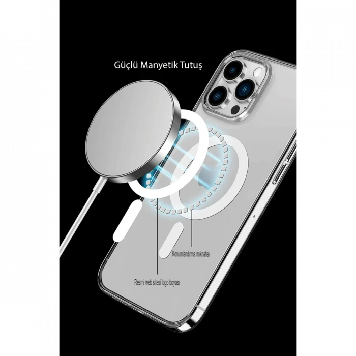 Apple iPhone 14 Pro Max Kılıf Tron Şeffaf Magsafe Kapak - Şeffaf