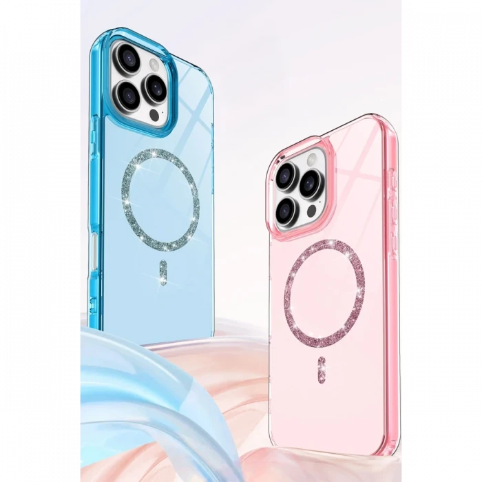 Apple iPhone 14 Pro Max Live Diamond Magsafe Kapak - Pembe