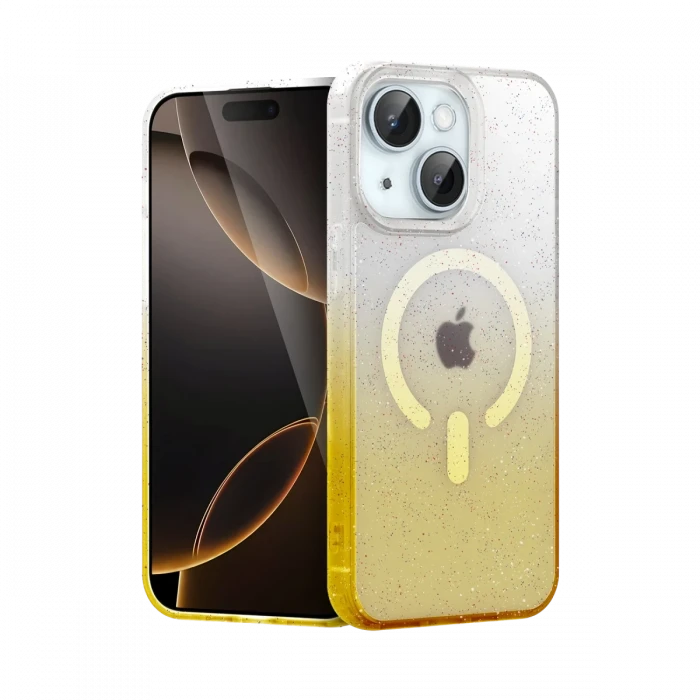 Apple iPhone 14 Pummel Shiny Magsafe Kapak - Gold