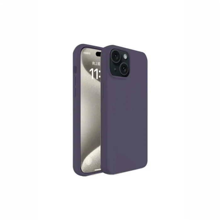 Apple iPhone 15 Kılıf First Silikon - Mürdüm