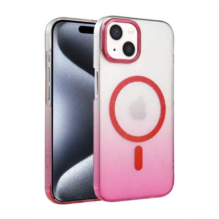 Apple iPhone 15 Plus Glossy Magsafe Kapak - Pembe