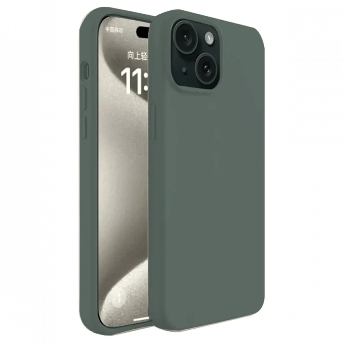 Apple iPhone 15 Plus Kılıf First Silikon - Koyu Yeşil