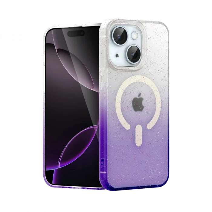 Apple iPhone 15 Plus Pummel Shiny Magsafe Kapak - Mor