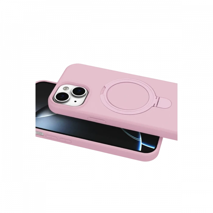 Apple iPhone 15 Plus Regal Magsafe Standlı Kapak - Açık Pembe