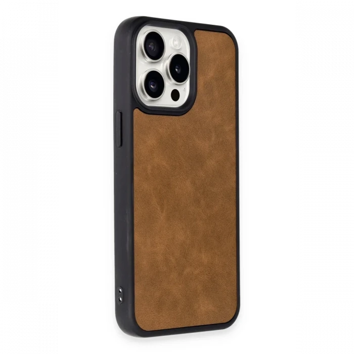 Apple iPhone 15 Pro Kılıf Aras Deri Kapak - Taba