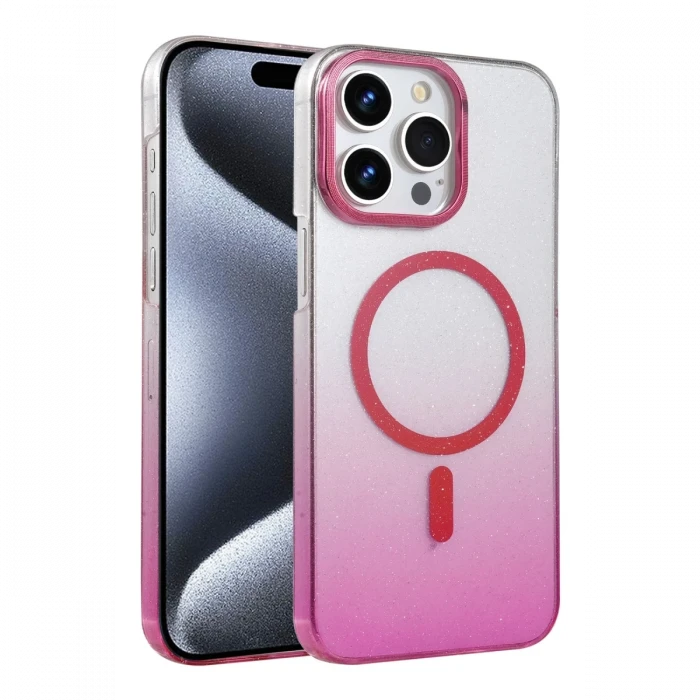 Apple iPhone 15 Pro Max Glossy Magsafe Kapak - Pembe